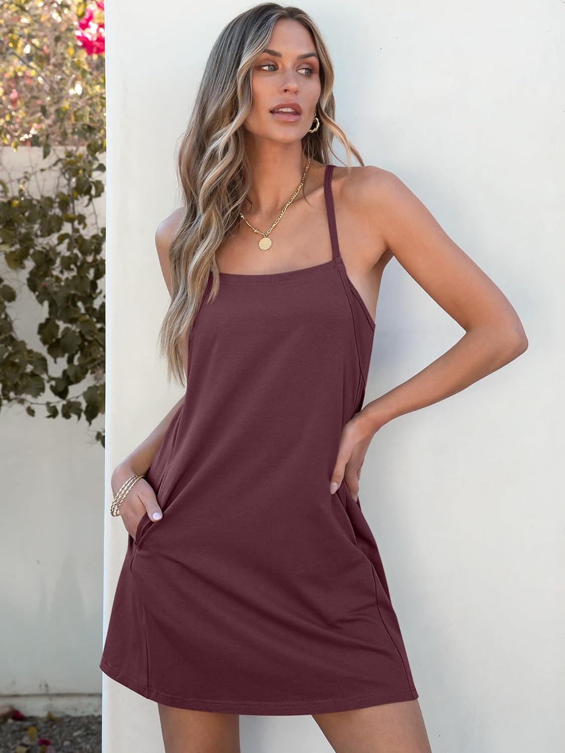 Women Summer Dress 2025 Beach Vacation Outfits Tennis Athletic Workout Romper Dress Built in Shorts Travel Clothes