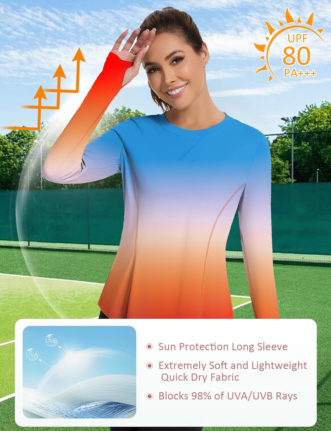 Shirts Long Sleeve with Thumb Holes Workout Sun Shirt Quick Dry Athletic Hiking Running Tops