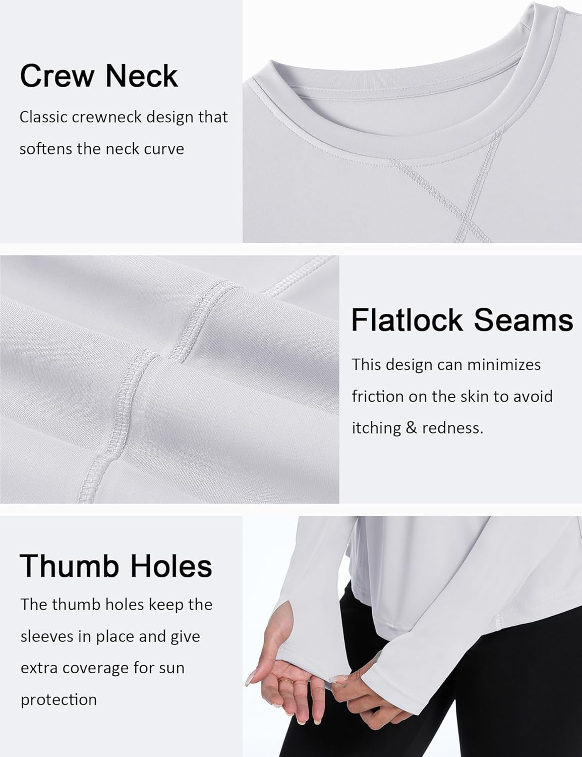 Shirts Long Sleeve with Thumb Holes Workout Sun Shirt Quick Dry Athletic Hiking Running Tops