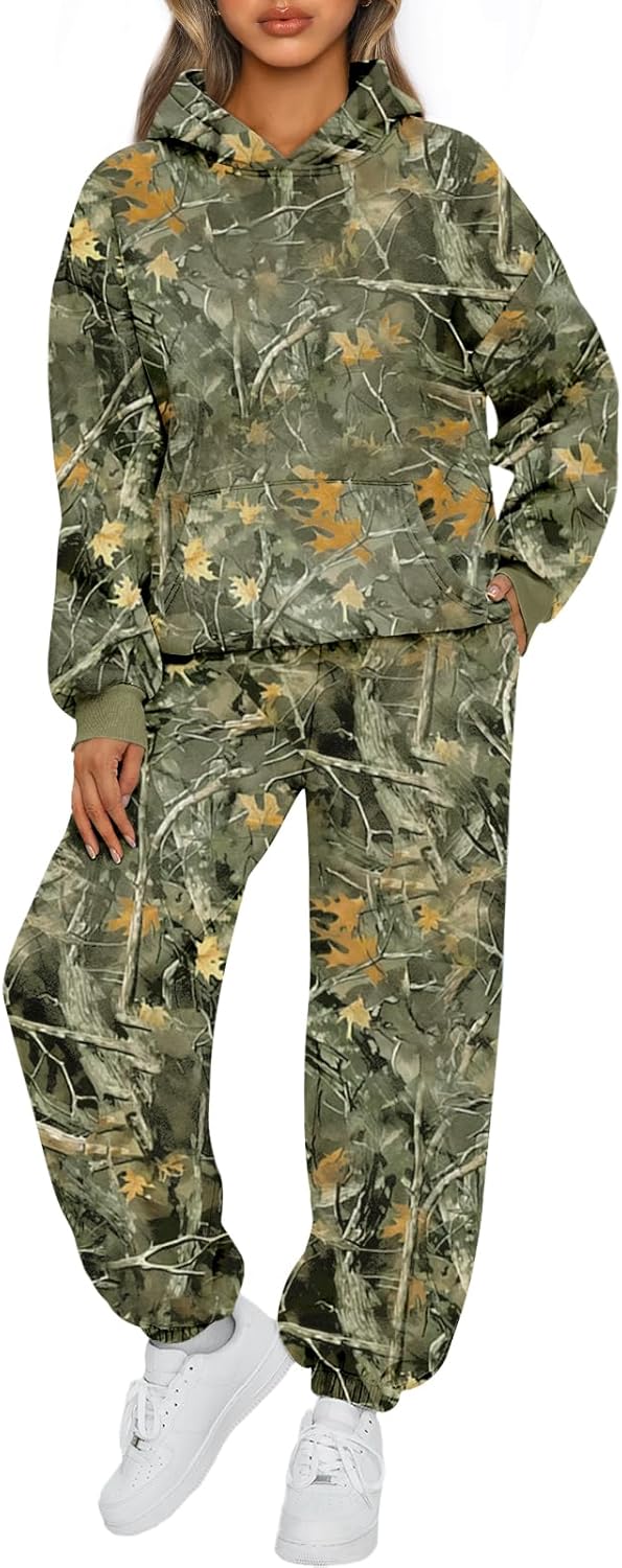 Womens 2 Piece Outfits Lounge Hoodie Sweatsuit Sets Oversized Sweatshirt Baggy Fall Fashion Sweatpants with Pockets