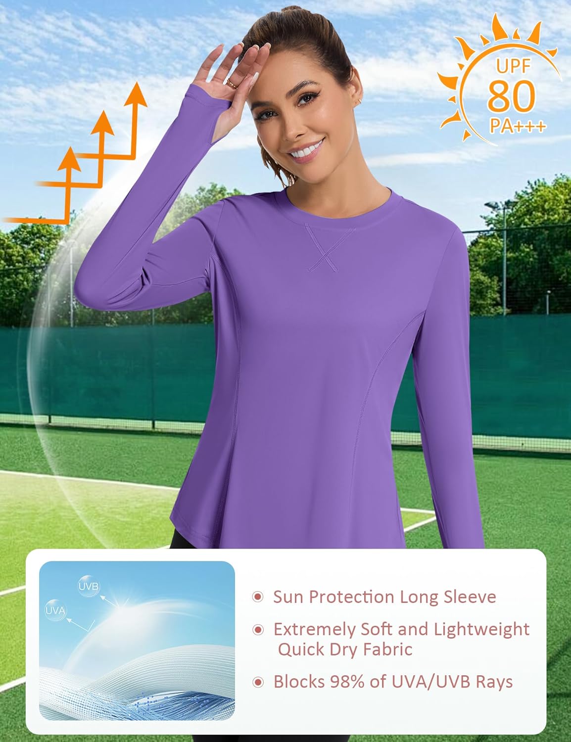Shirts Long Sleeve with Thumb Holes Workout Sun Shirt Quick Dry Athletic Hiking Running Tops