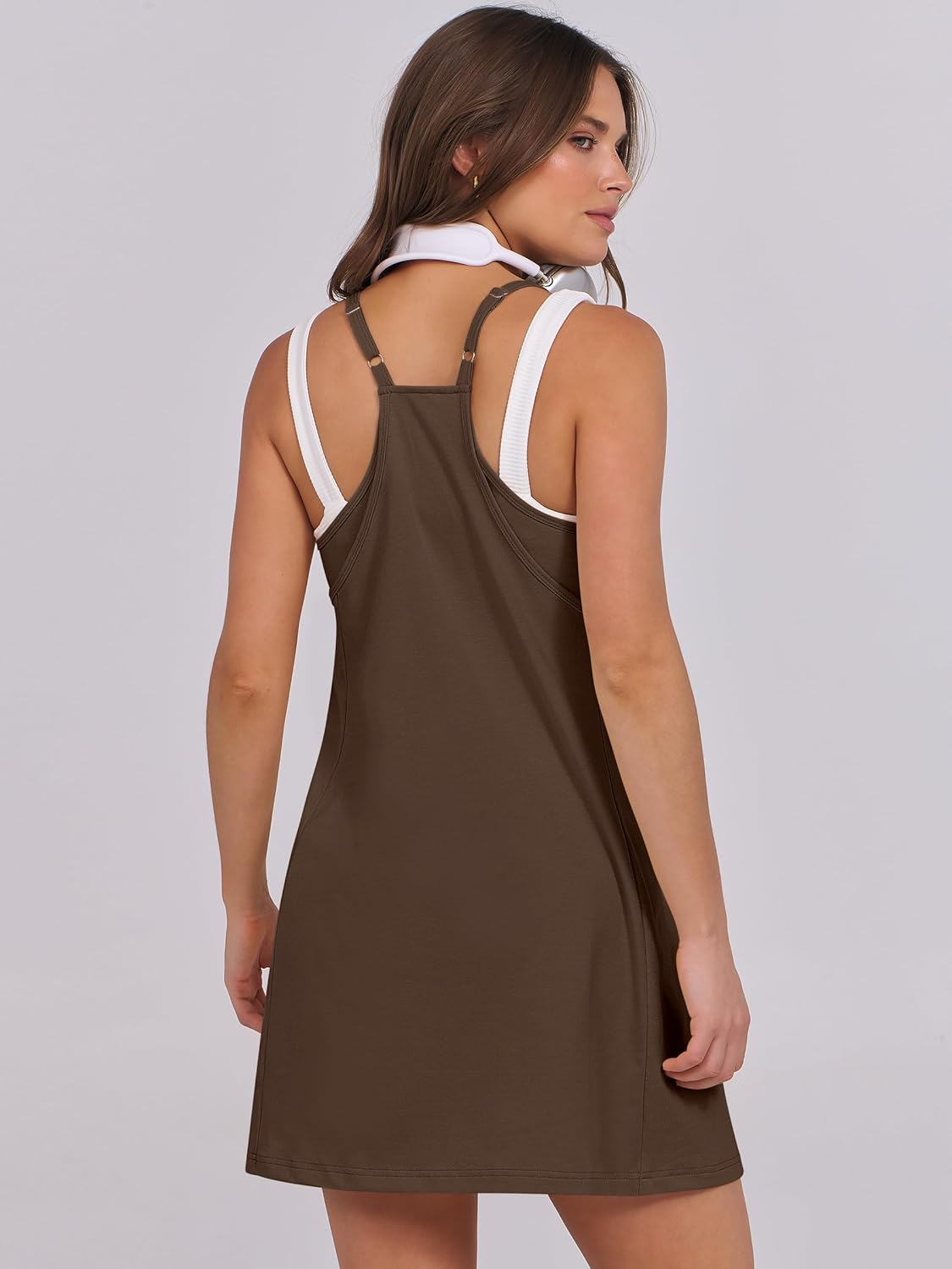 Women Summer Dress 2025 Beach Vacation Outfits Tennis Athletic Workout Romper Dress Built in Shorts Travel Clothes