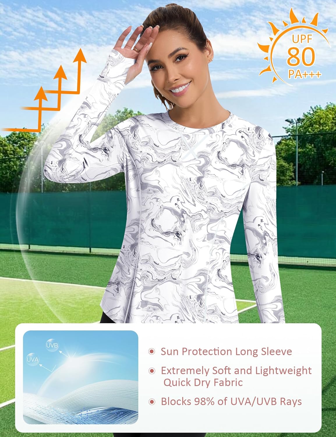 Shirts Long Sleeve with Thumb Holes Workout Sun Shirt Quick Dry Athletic Hiking Running Tops