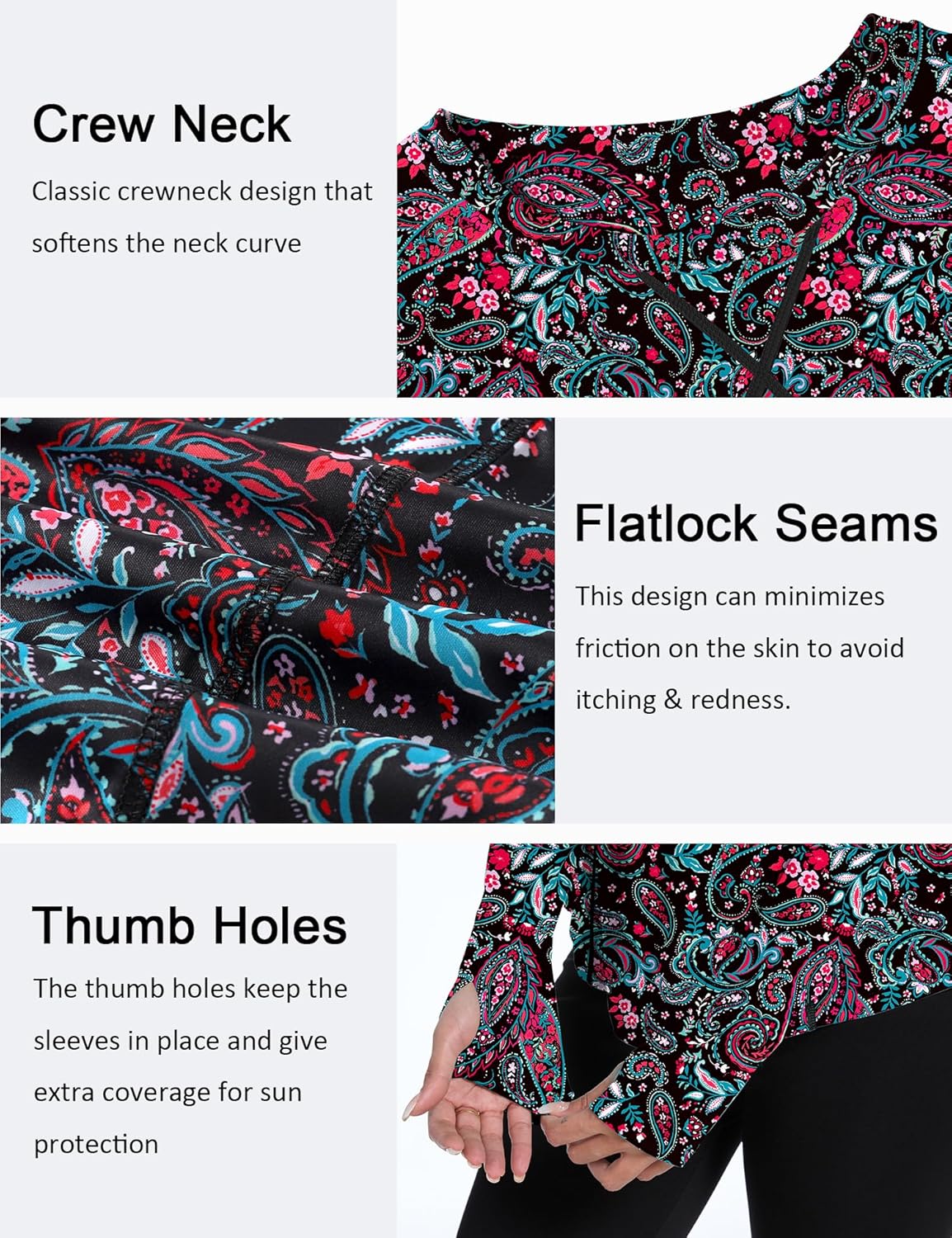 Shirts Long Sleeve with Thumb Holes Workout Sun Shirt Quick Dry Athletic Hiking Running Tops