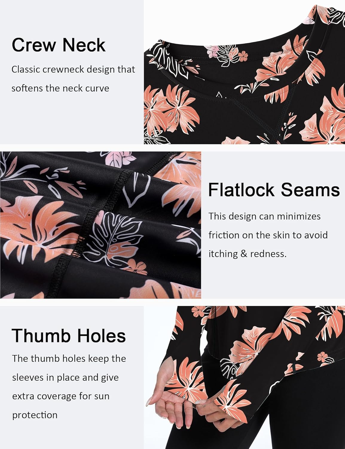 Shirts Long Sleeve with Thumb Holes Workout Sun Shirt Quick Dry Athletic Hiking Running Tops