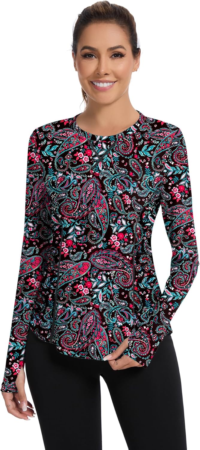 Shirts Long Sleeve with Thumb Holes Workout Sun Shirt Quick Dry Athletic Hiking Running Tops